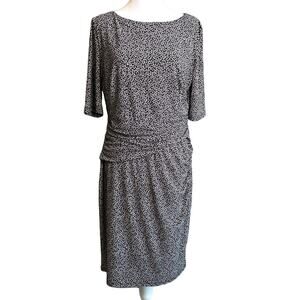 Lauren Ralph Lauren Womens Black Print Career Business Chic Classic Dress Sz 12